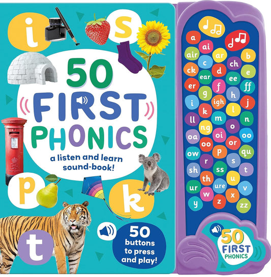 50 Button Photo Sound Book - First Phonics - A Listen and Learn Sound Book for Children Aged 3+ (Large First Words Sound Book)