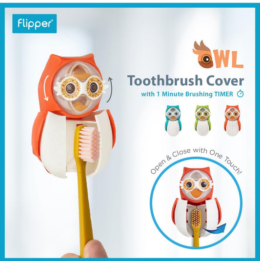 Flipper Owl Smarty Toothbrush Holder+Timer, Blue, FLR-OWL-STY