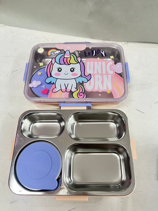 4 grid stainless steel lunch box with dibbi