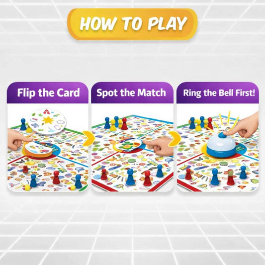 Snap Match Grande – Fast-Paced Spot & Match Board Game with Bell | Observation & Reflex Game for Kids & Family
