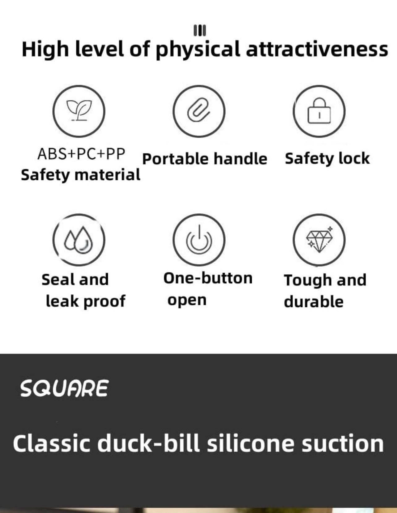 Flat Square Fashion Plastic Portable Sports Sipper Water Bottle 350ml