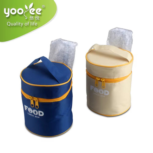 2 layer insulated lunch box with lunch bag & cutlery