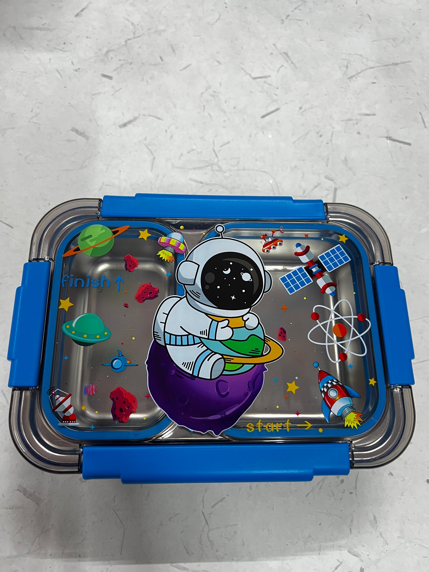 Football/Unicorn/space /mermaid Transparent 2-Compartment 750ml Transfer Proof Lunch Box