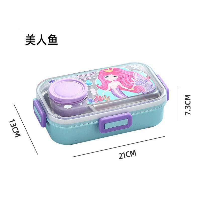 Single grid stainless steel lunch box with bowl ( 500ml+ 80ml)