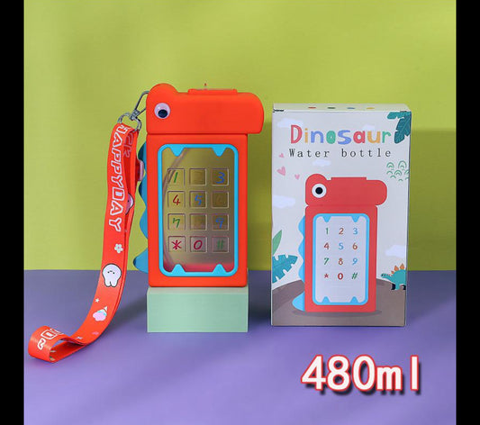 Quirky Dino bottles 480 ml Material- Silicon ( food grade ). pc/abs/tpr(food grade)