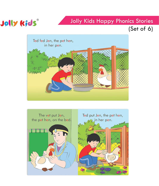 Jolly Kids Read With Happy Phonics Stories (Set of 6)| Vowel Sound Words| Phonic Stories for Kids Ages 3-8 Years