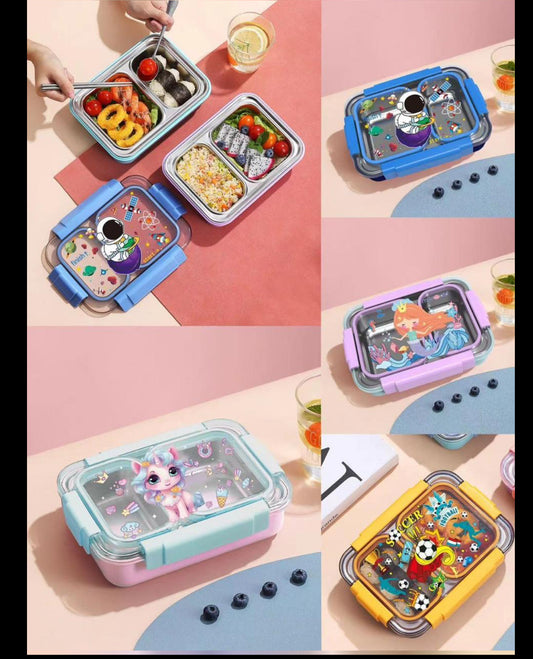Football/Unicorn/space /mermaid Transparent 2-Compartment 750ml Transfer Proof Lunch Box