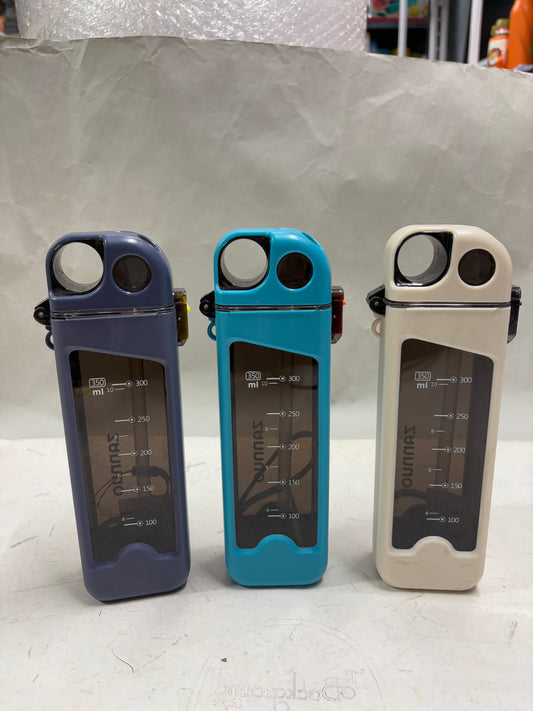 Flat Square Fashion Plastic Portable Sports Sipper Water Bottle 350ml