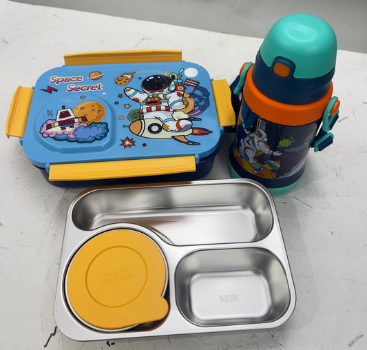 3 grid lunch box + insulated bottle combo