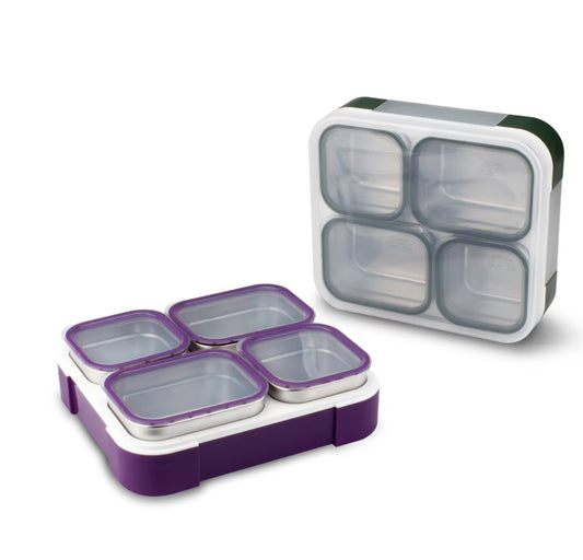 Yoo yee . Bento lunch box with insulated bag 4 compartment stainless steel .