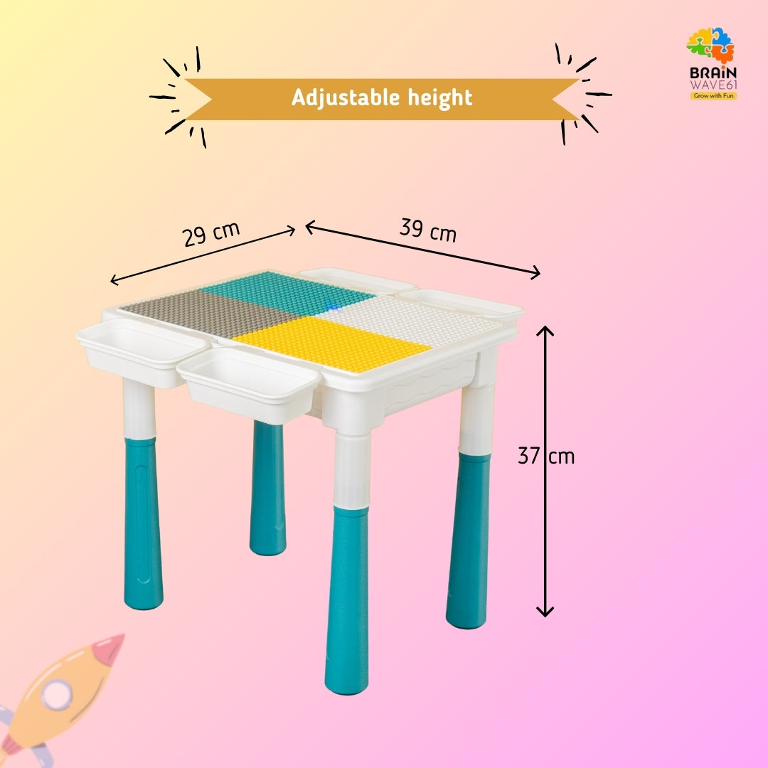 Multi-purpose Adjustable Kids Activity Table – 4-in-1 table with 174 pcs blocks