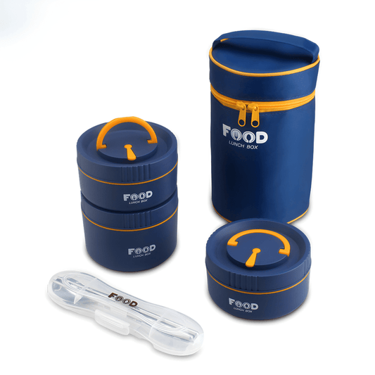 3 layer insulated lunch box with lunch bag and cutlery