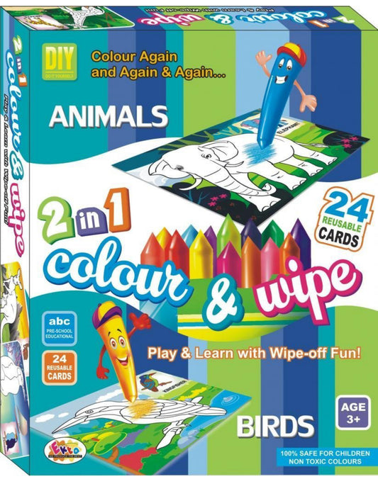 2 in 1 Color and Wipe Off, Learning Painting Kit for Kids