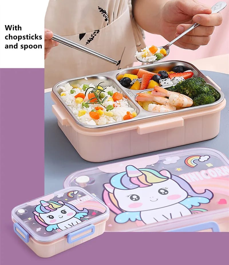 3 grid stainless steel lunch box