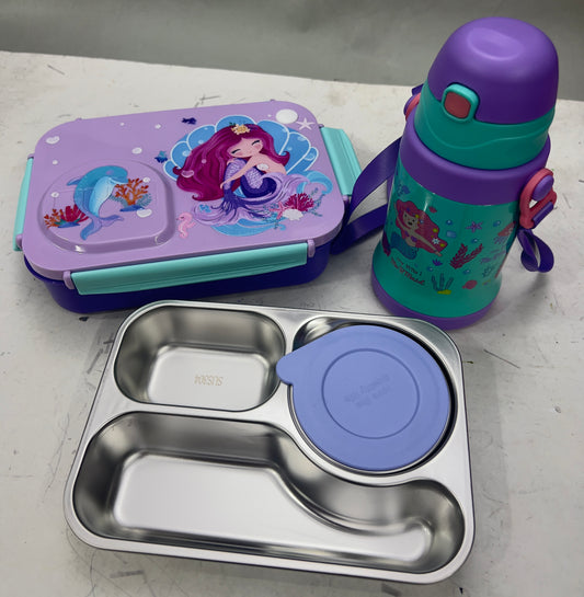 3 grid lunch box + insulated bottle combo
