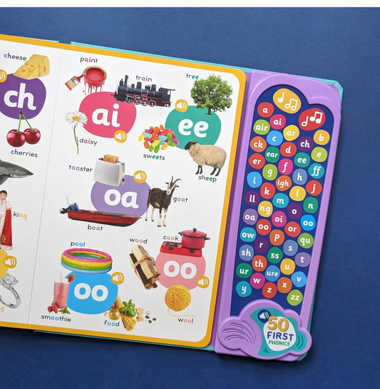 50 Button Photo Sound Book - First Phonics - A Listen and Learn Sound Book for Children Aged 3+ (Large First Words Sound Book)