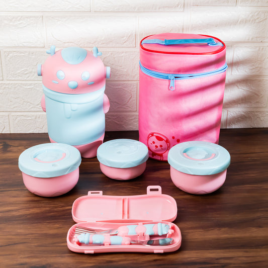 Deer three layer insulated bowl with cutlery and lunch bag