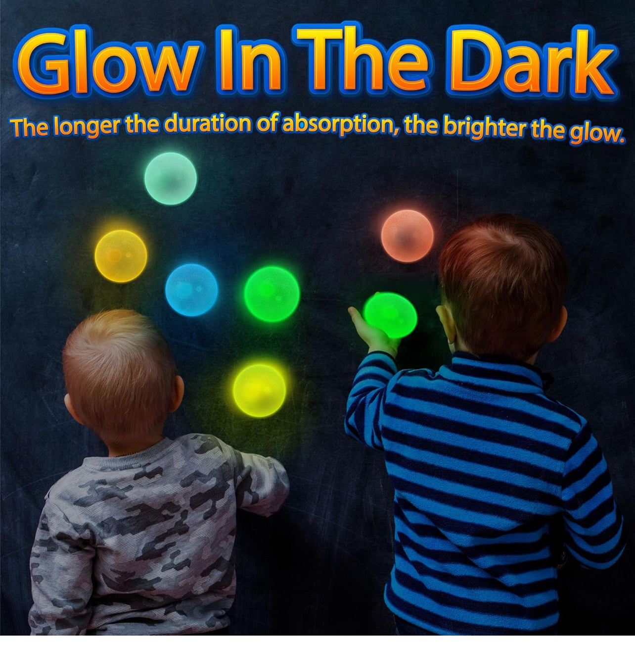 Glow Wall Ball Sticky 6PCS Grow in The Dark Round Luminous Fluorescent Washable Stress Relief Ball Toy Washable