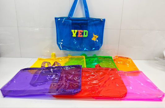 Jelly exam bag with 4 letter initials ( size 16.5*11*4 inches)