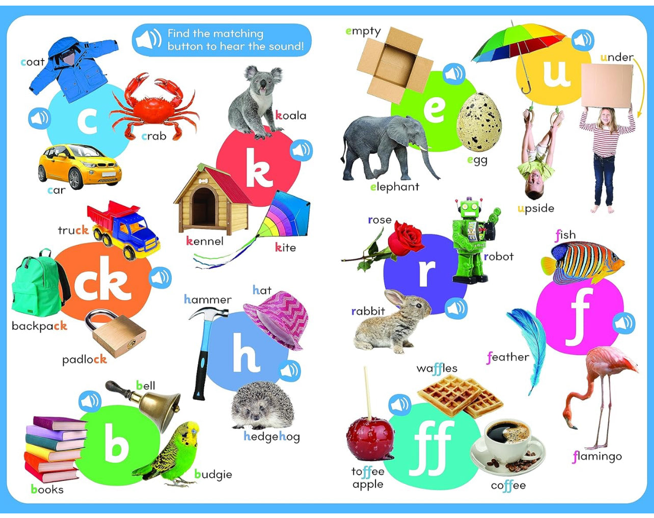 50 Button Photo Sound Book - First Phonics - A Listen and Learn Sound Book for Children Aged 3+ (Large First Words Sound Book)