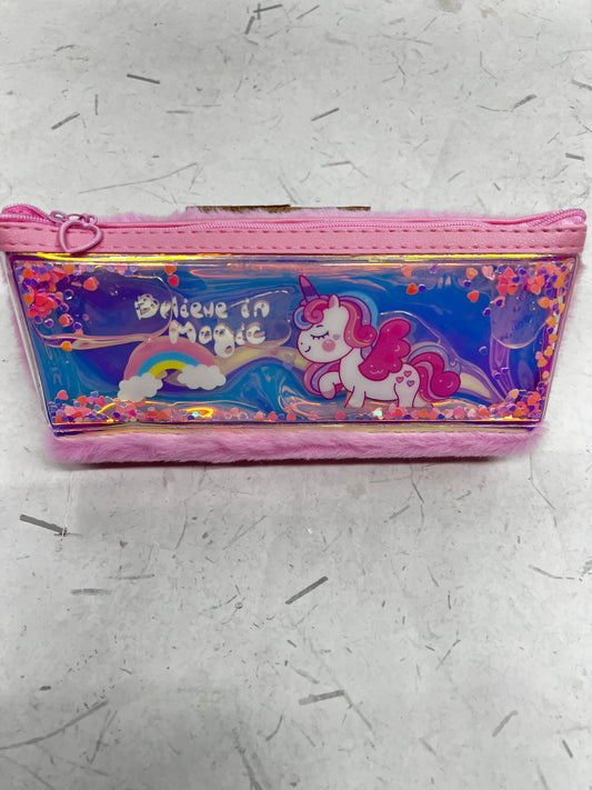 Unicorn holographic pouch with fur