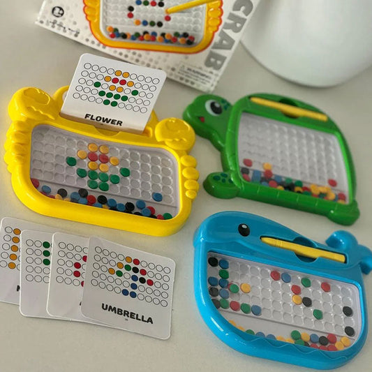 Mini travel friendly Magnetic Dot Board with Beads | Magnetic Pen (5card double sided)