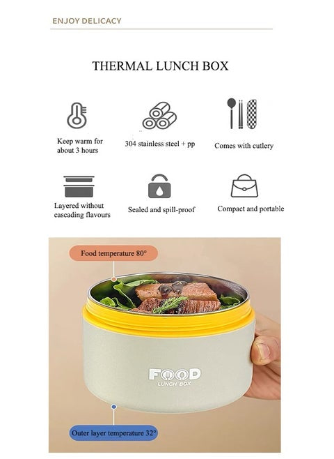 2 layer insulated lunch box with lunch bag & cutlery