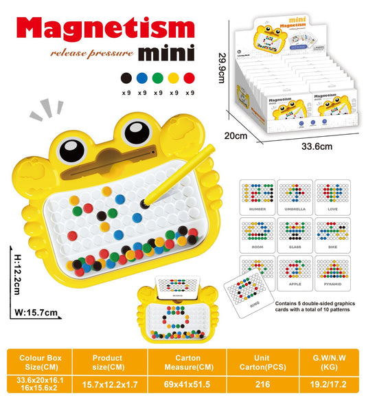 Mini travel friendly Magnetic Dot Board with Beads | Magnetic Pen (5card double sided)