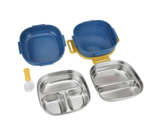 Tedemei Double Layer school 304 stainless steel lunch box ( 2 grid & 3 grid)