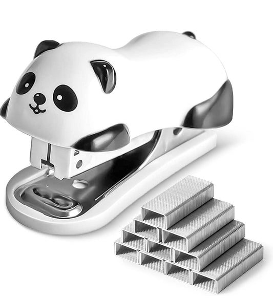 Mini Stapler, 20 Sheet Capacity Built-in Staple Remover Stapler with 1000 Standard Staples Cute Staplers Panda