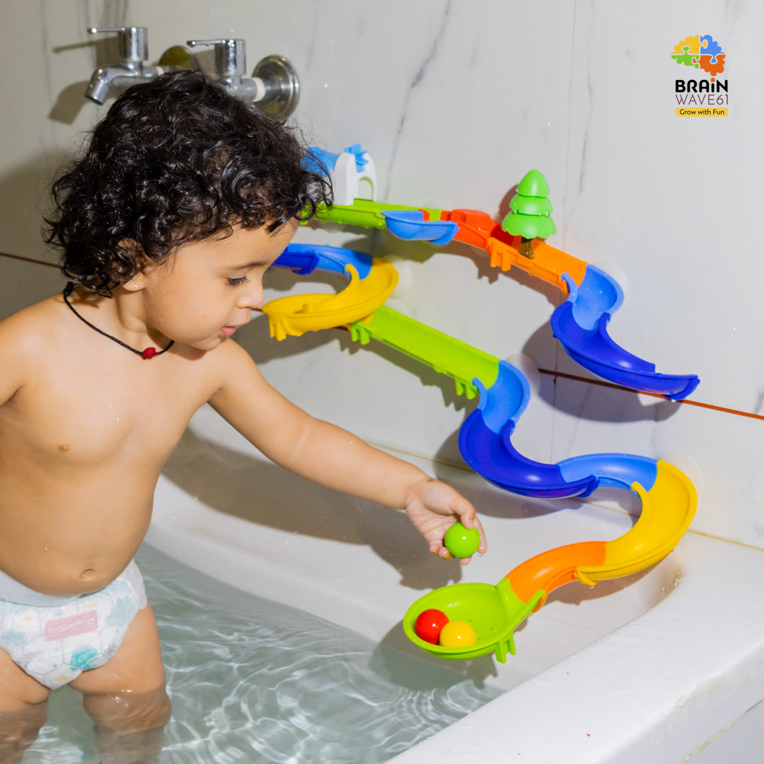 Baby Bath Toys,51Pcs Bath Track Toy,Water Slide with Water Track Bathtub Bath Toys, Bath Toys Water Balls Tracks for Kids for Wall Bathtub Toy Slide