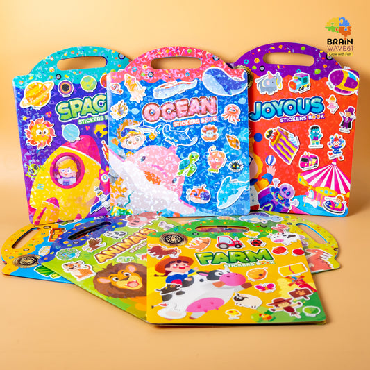 Jelly Reusable Fun Sticker Books for Kids Toddlers 1-6 Years(6 different themes)