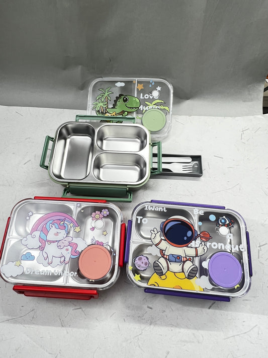 3 grid stainless steel leak proof lunch box 850 mL