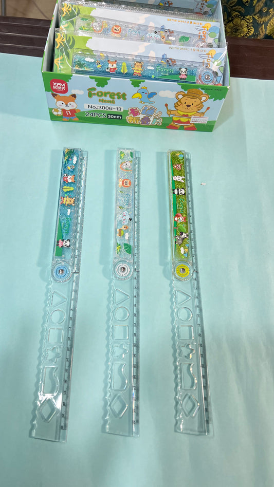 30cm expandable glitter ruler 2 different theme unicorn & jungle