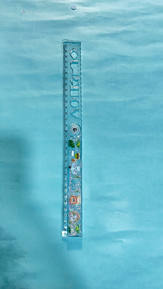 30cm expandable glitter ruler 2 different theme unicorn & jungle