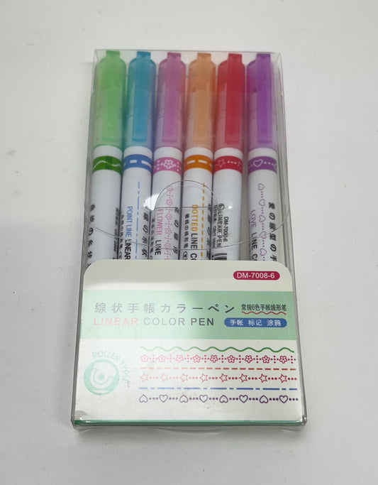 LINEAR ROLLER COLOR PEN - 6 STYLES 6 COLOURS