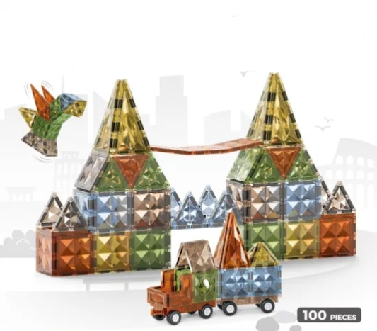 100 Pieces diamond shaped Magnetic tiles for kids