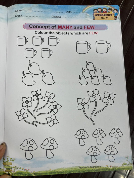 Easy practice everyday ( nursery-junior kg ) maths worksheets (48worksheets)