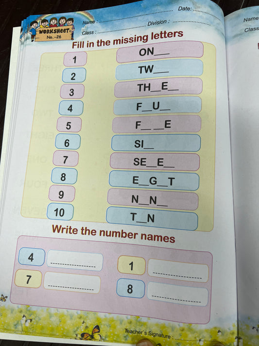 Easy practice everyday ( senior kg ) maths worksheets (56 worksheets)