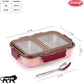 Leak Proof Airtight Unbreakable Lid BPA Free Ceelik Duo Stainless Steel Insulated Lunch Tiffin Box Set with Steel Spoon 2 Compartment Lunch Box for School Kids, Office Women Men