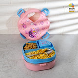 Space 3 grid stainless steel lunch box