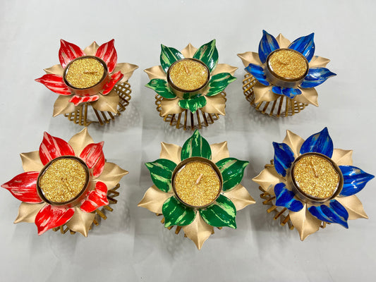 Lotus tealight candle holder 6 pcs box ( 6 candles free)pp-141
