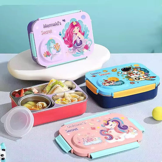 3 grid 304 stainless steel lunch box