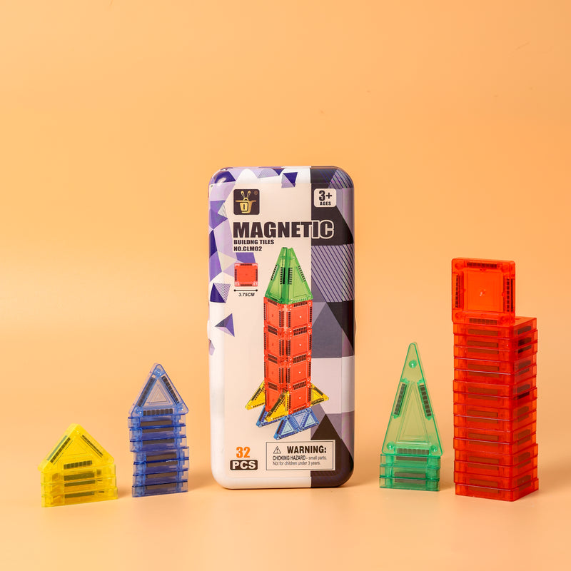 Portable travel magnetic building tiles 32pcs