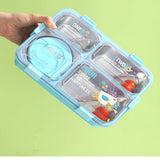 4 Compartment lunch box . with bowl , Spoon & Chopstick Leakproof Heating & Water Insulation- 900ml+70 ml