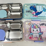 4 grid stainless steel lunch box with dibbi
