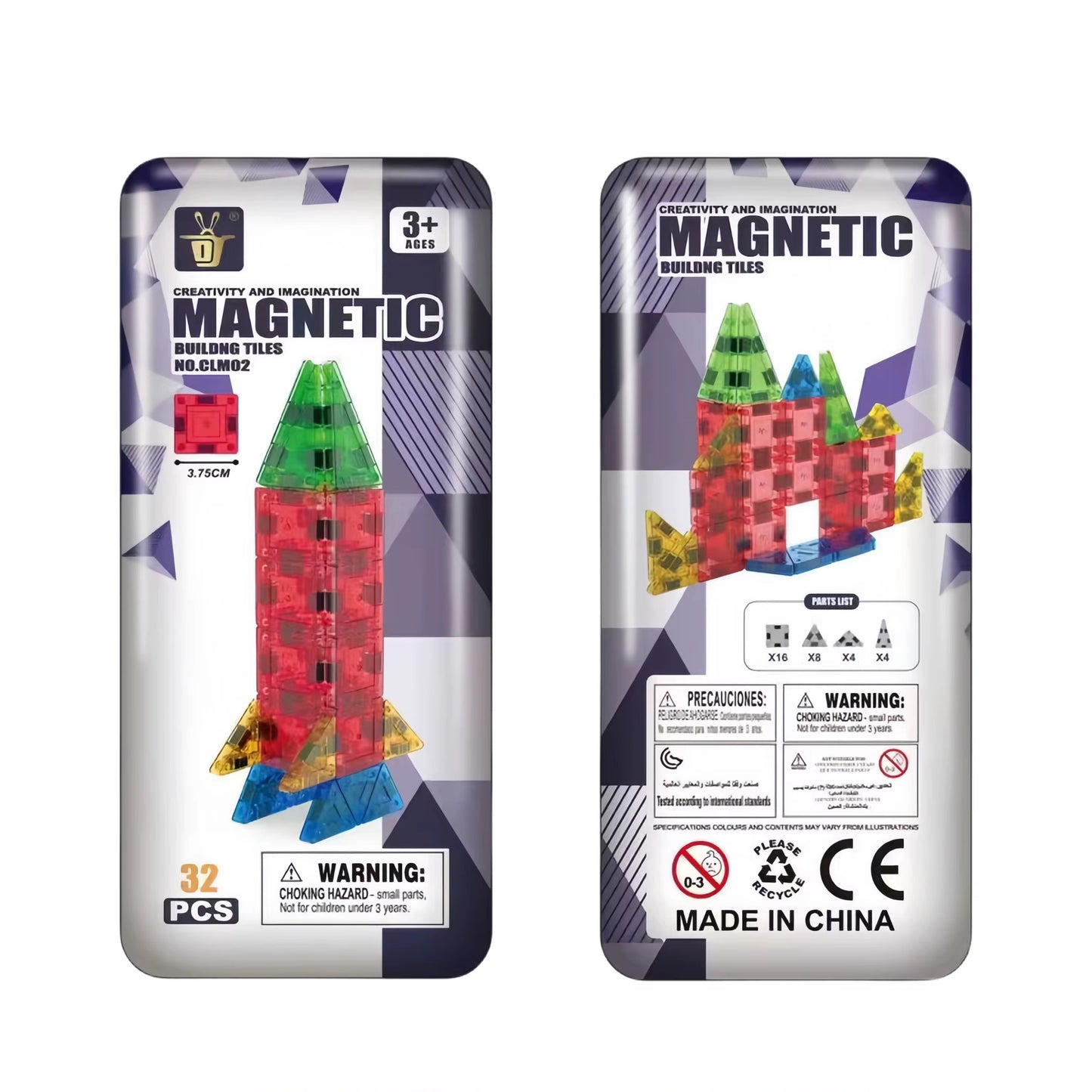 Portable travel magnetic building tiles 32pcs