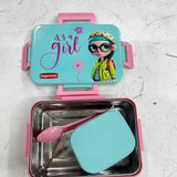 Stainless steel lunch box big  with small container and spoon