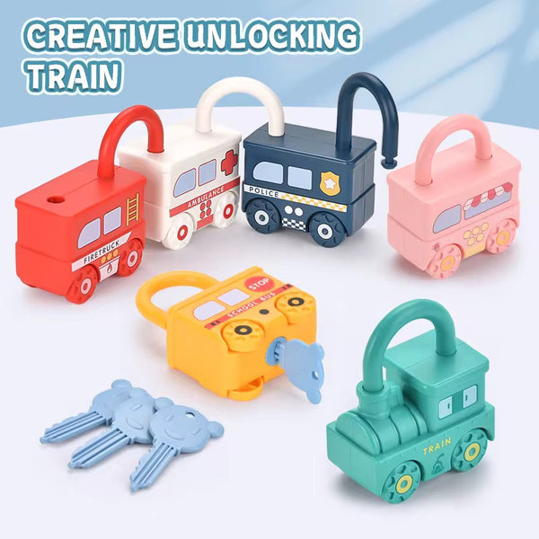 Unlock train team Pack of 6 Lock with Key Children, Montessori Toy,