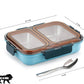 Leak Proof Airtight Unbreakable Lid BPA Free Ceelik Duo Stainless Steel Insulated Lunch Tiffin Box Set with Steel Spoon 2 Compartment Lunch Box for School Kids, Office Women Men